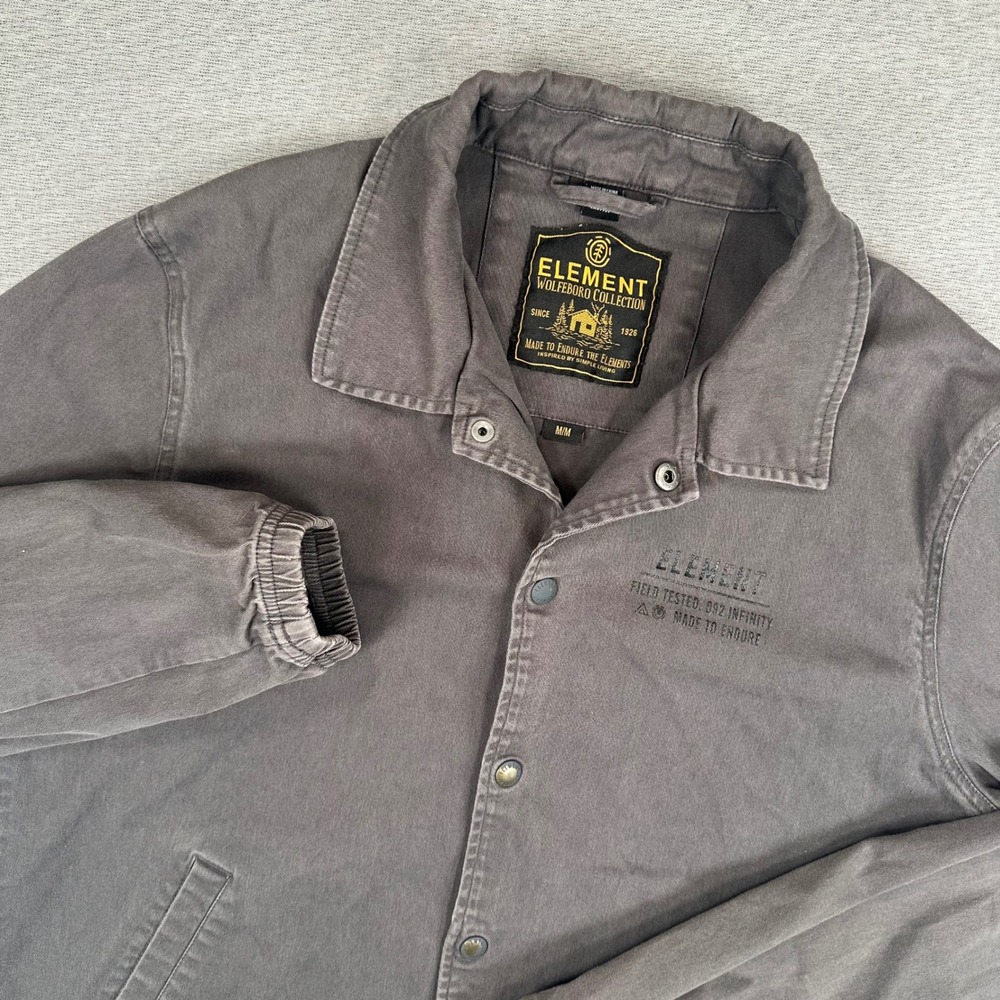Element Bomber Jacket Mens M Grey Wolfeboro Collection Snap‎ Front Skater